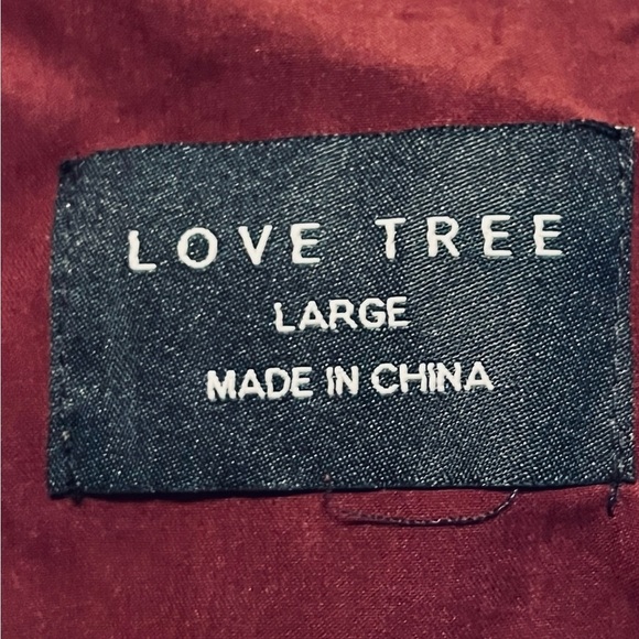 Love Tree Utility Cargo Jacket | Maroon Wine Red | Drawstring Waist | Size L - Picture 4 of 6